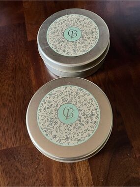 Decorative Silver Tin Candle with Mint Green Floral Label by